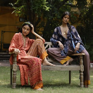 If Saris Could Talk Maxi Kimono- Autumn Leaves from Loft & Daughter