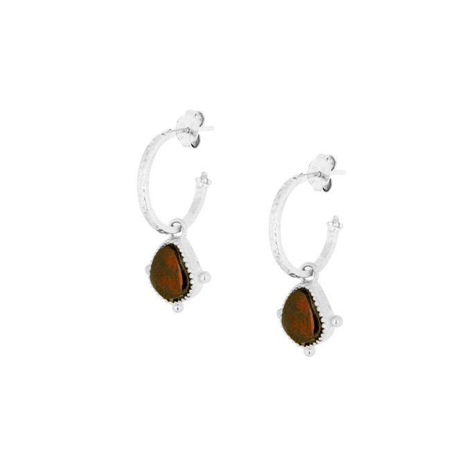 Soul Stone Hoops Red Garnet Silver from Loft & Daughter