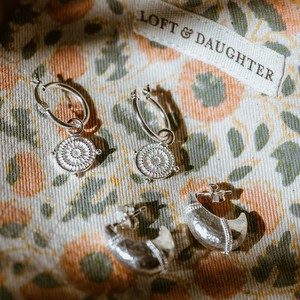 Tiny Shield Hoops Silver from Loft & Daughter