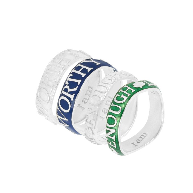 Worthy Affirmation Stacking Ring Silver Blue- Outlet from Loft & Daughter