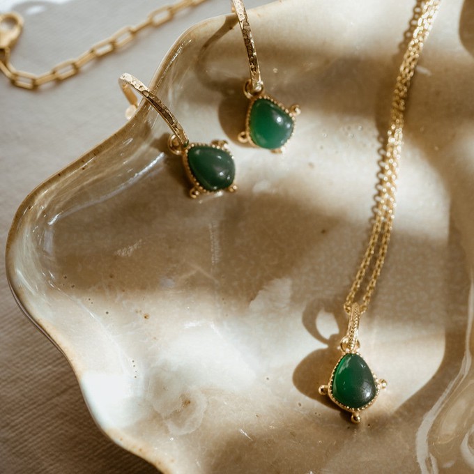 Soul Stone Hoops Green Onyx from Loft & Daughter