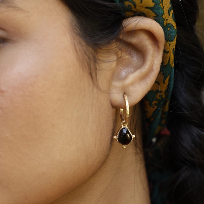 Soul Stone Hoops Red Garnet from Loft & Daughter