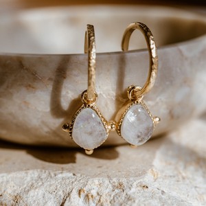 Soul Stone Hoops Moonstone from Loft & Daughter