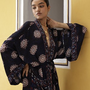 If Saris Could Talk Maxi Kimono- Midnight Mandala from Loft & Daughter