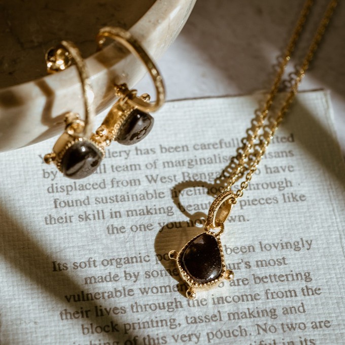 Soul Stone Hoops Red Garnet from Loft & Daughter