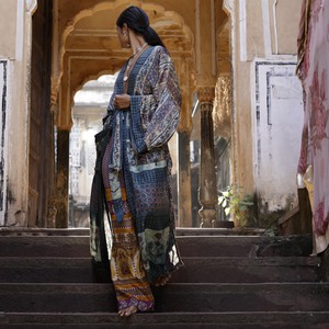 If Saris Could Talk Maxi Kimono- Indigo Overdye from Loft & Daughter