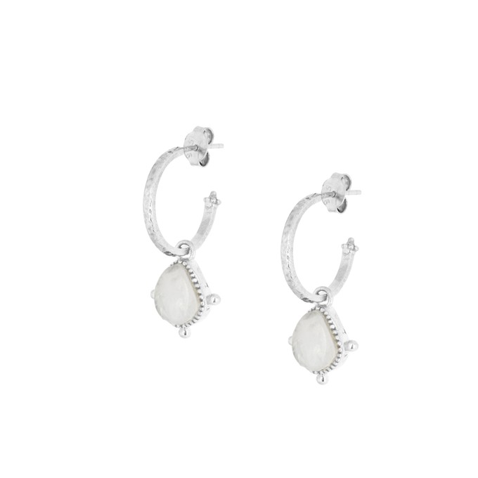 Soul Stone Hoops Moonstone Silver from Loft & Daughter