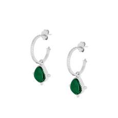 Soul Stone Hoops Green Onyx Silver via Loft & Daughter