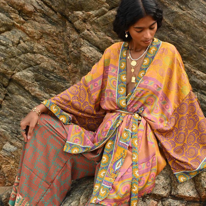 If Saris Could Talk Kimono- Marigold Bloom from Loft & Daughter