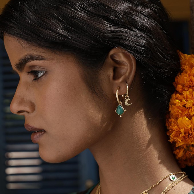 Soul Stone Hoops Green Onyx from Loft & Daughter