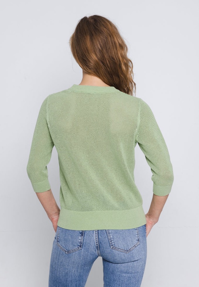 NETTING CREW NECK SWEATER | Light Green from Loop.a life