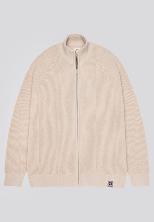 COTTON ZIP CARDIGAN | Sand from Loop.a life