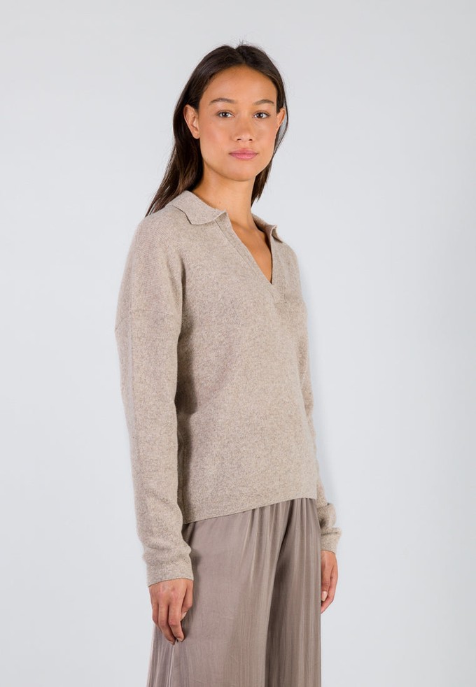 CASUAL SOFT POLO SWEATER WOMAN | Light Brown from Loop.a life
