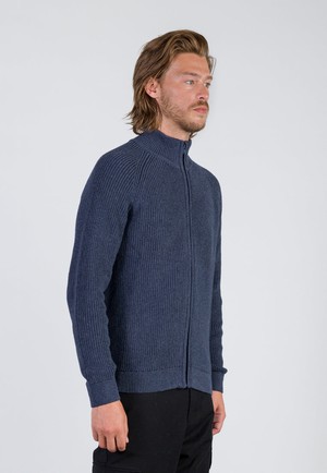 COTTON ZIP CARDIGAN | Grey Blue from Loop.a life