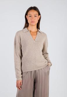 CASUAL SOFT POLO SWEATER WOMAN | Light Brown via Loop.a life