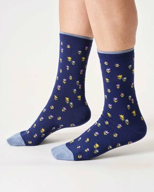 Bamboe sokken dames floral - midnight blue from Lotika