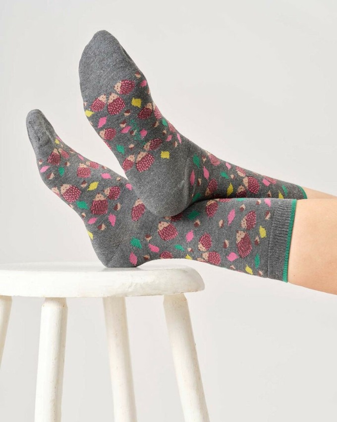 Thought bamboe damessokken giftbox egels - grey marl from Lotika