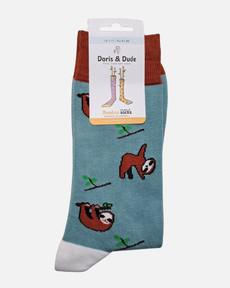 Doris & Dude bamboe herensokken met luiaards mintblauw via Lotika