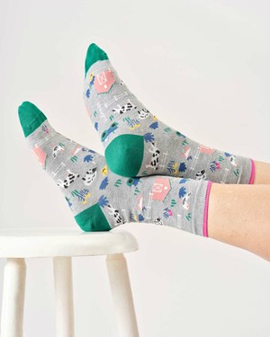 Bamboe sokken dames boerderij – grey marle from Lotika