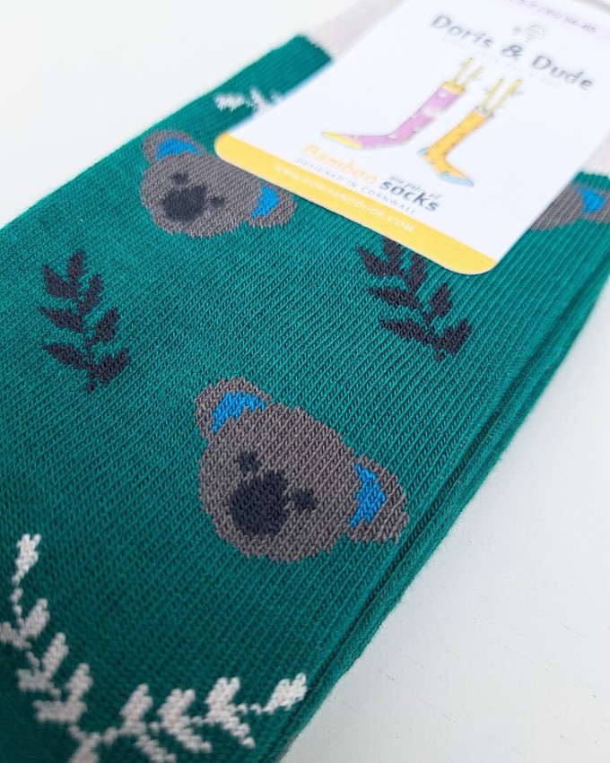 Doris & Dude bamboe damessokken koala teal from Lotika