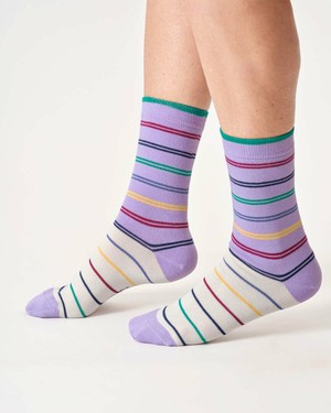 Gestreepte bamboe sokken dames – lavendel paars from Lotika