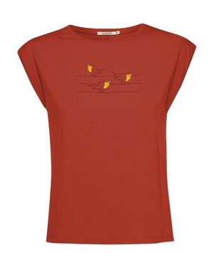 Greenbomb T-shirt dames vogels - clay red from Lotika