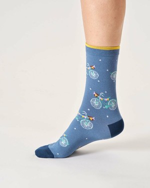 Bamboe dames sokken met fietsen – denim blauw from Lotika