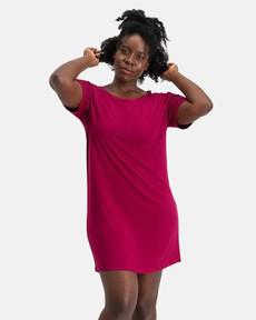 Bamboe dames nachthemd korte mouw Nora – bordeaux via Lotika