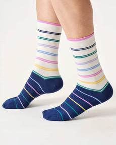 Gestreepte bamboe sokken dames – stone white via Lotika