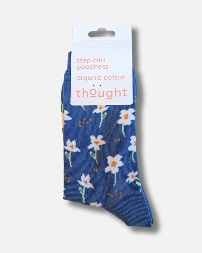 Thought katoenen dames sokken cosmos floral - French blue from Lotika