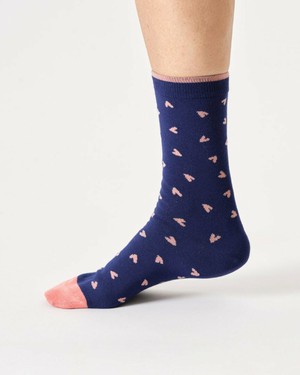 Bamboe sokken dames hartjes – midnight blue from Lotika