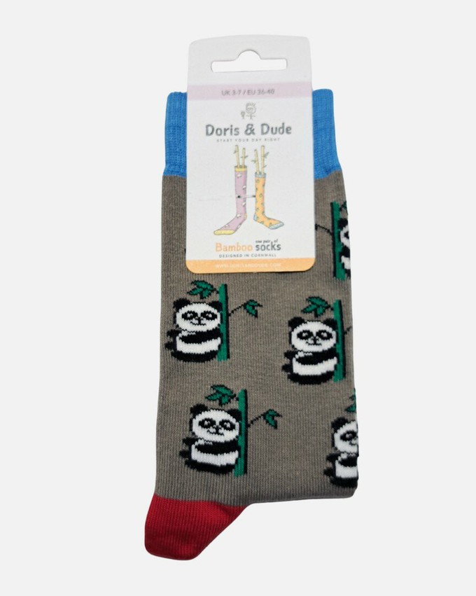 Doris & Dude bamboe damessokken met panda grijs from Lotika