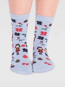 Kerstsokken dames notenkraker - foam blue via Lotika