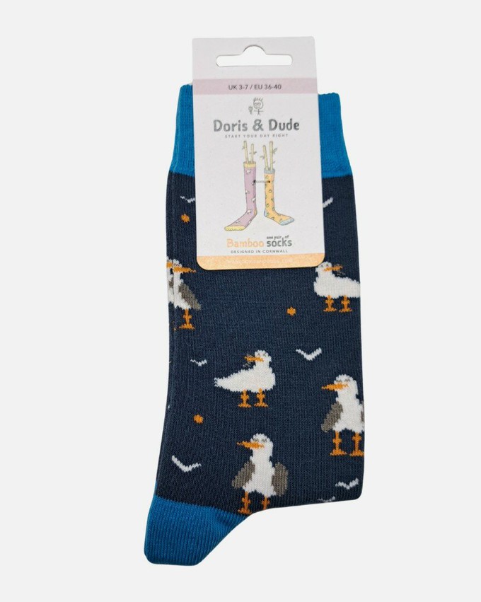Doris & Dude bamboe herensokken met zeemeeuwen navy from Lotika