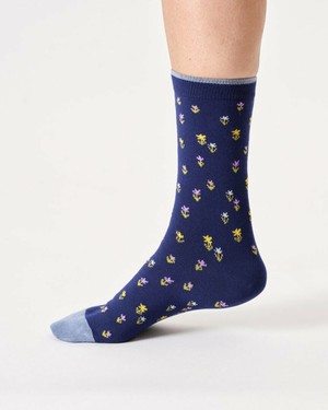 Bamboe sokken dames floral - midnight blue from Lotika