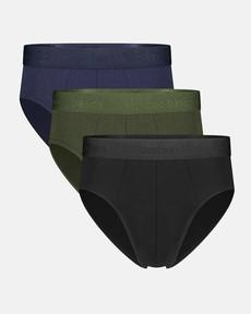 Bamboe herenslips James 3-pack- navy - army - zwart via Lotika