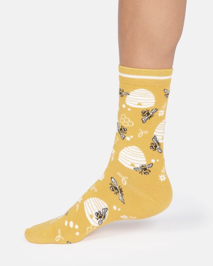 Thought bamboe damessokken met bijenkorf yellow from Lotika