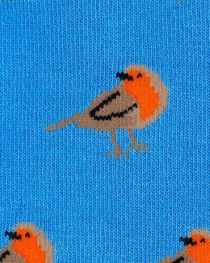 Swole Panda bamboesokken met roodborstjes – blauw from Lotika