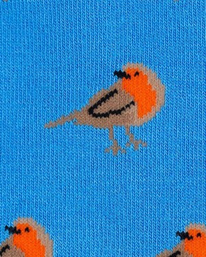 Swole Panda bamboesokken met roodborstjes – blauw from Lotika