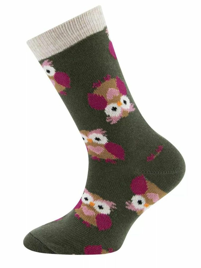 Ewers kindersokken uilen beige - groen - 2-pack maat 27-30 from Lotika