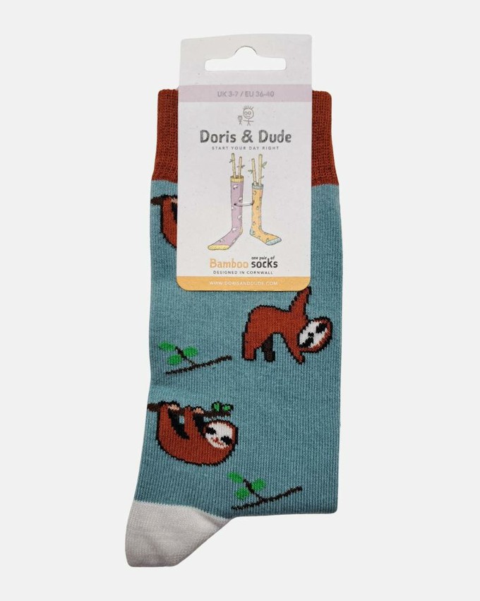 Doris & Dude bamboe damessokken luiaards mintblauw from Lotika