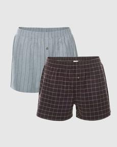 Wijde boxershorts katoen flanel Boris - zinfandel rood / grijs via Lotika