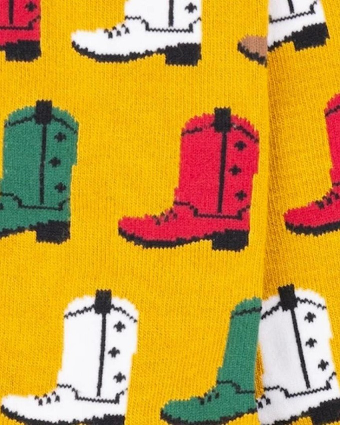 Swole Panda bamboesokken met cowboylaarzen – geel from Lotika