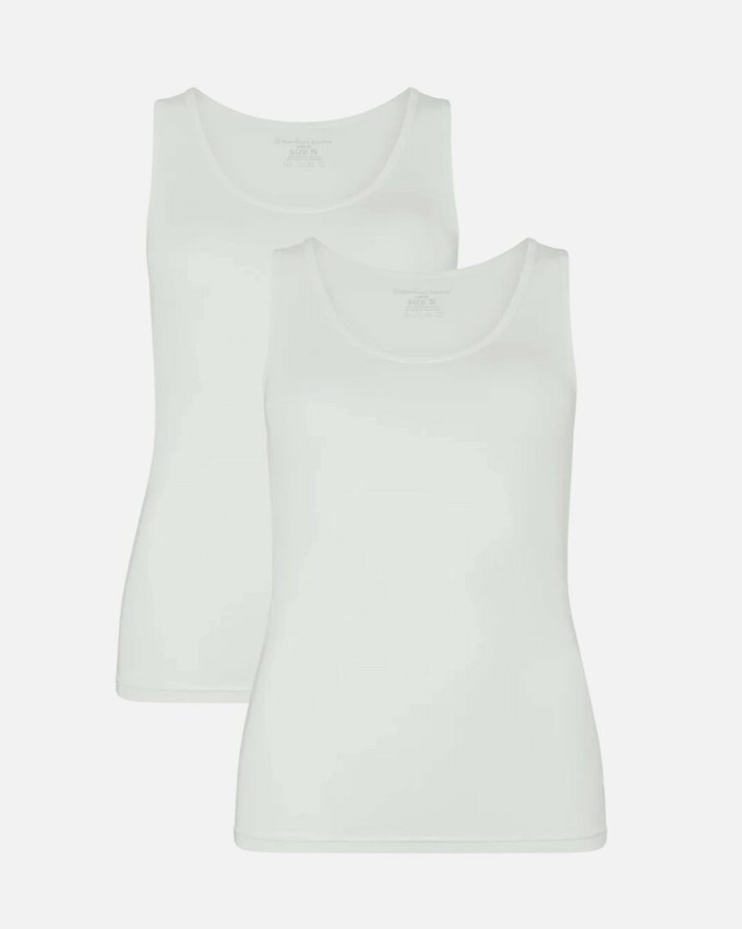 Bamboe topjes met brede bandjes Anna 2-pack - wit from Lotika Bamboe topjes met brede bandjes Anna 2-pack - wit from Lotika