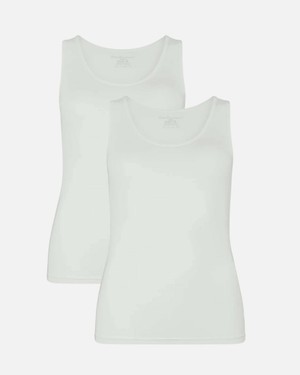 Bamboe topjes met brede bandjes Anna 2-pack - wit from Lotika Bamboe topjes met brede bandjes Anna 2-pack - wit from Lotika