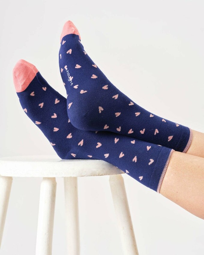 Bamboe sokken dames hartjes – midnight blue from Lotika