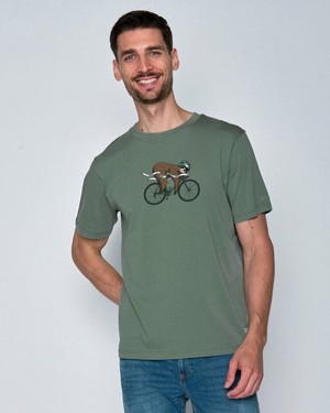 Greenbomb T-shirt heren luiaard op racefiets - groen from Lotika