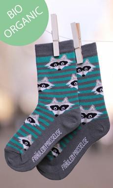 Bio-katoenen sokken met wasbeertjes van Lotika