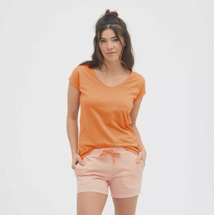 Pyjama T-shirt dames korte mouw - apricot from Lotika
