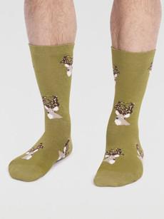 Kerstsokken heren biologisch katoen herten - lichen green via Lotika